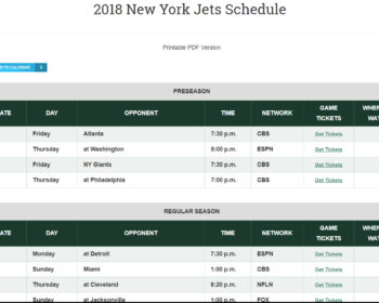 2018 New York Jets Schedule