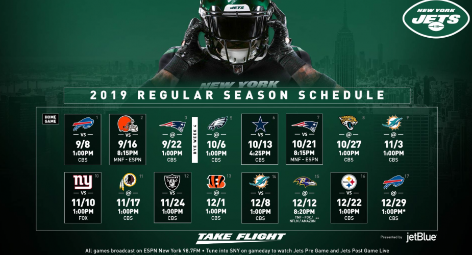 NY Jets Schedule Announced - JetNation.com (NY Jets Blog & Forum)