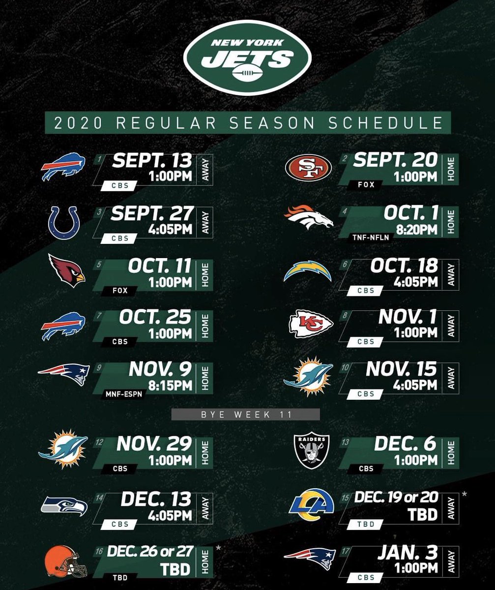 2020 NY Jets Schedule 